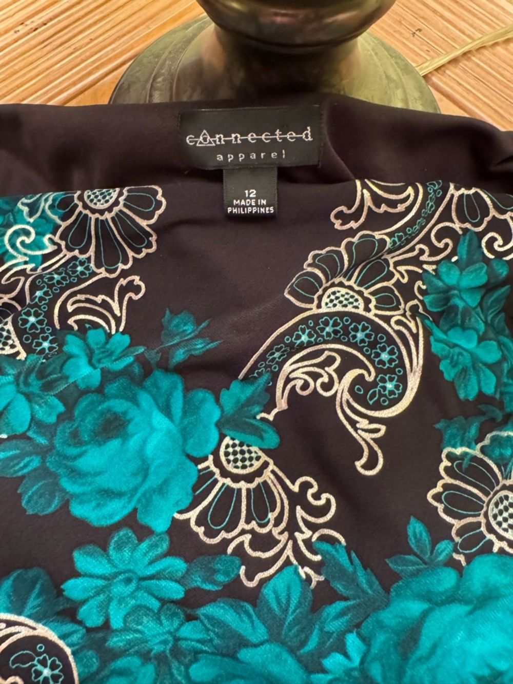 Black & Teal Floral Cowl Neck Midi Dress - Picture 4 of 4